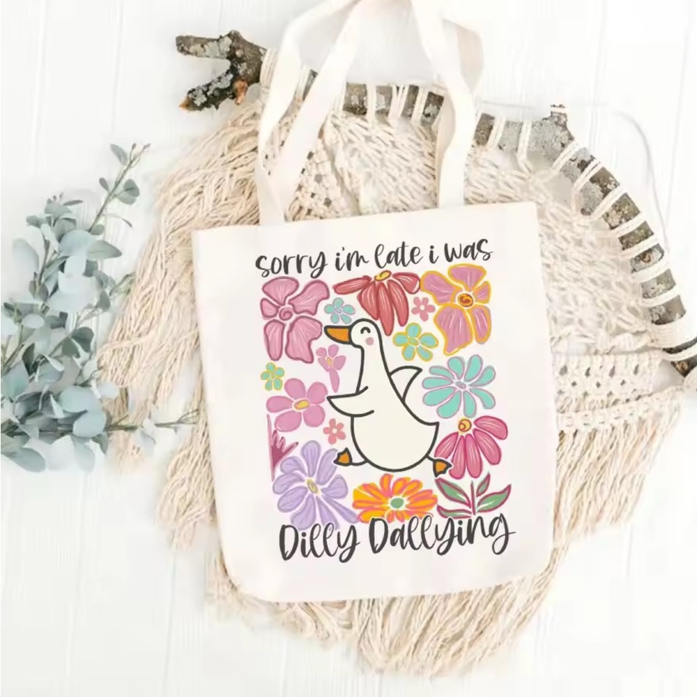 🆕Goose Floral Canvas Tote Bag